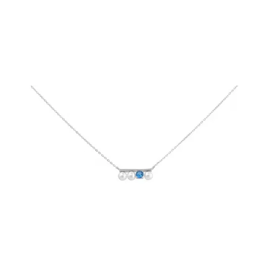 Колье с жемчугом и фианитом из серебра