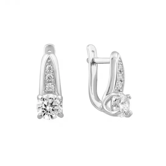 Серьги с фианитом из серебра