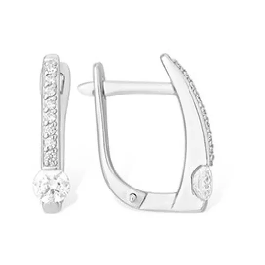 Серьги с фианитом из серебра