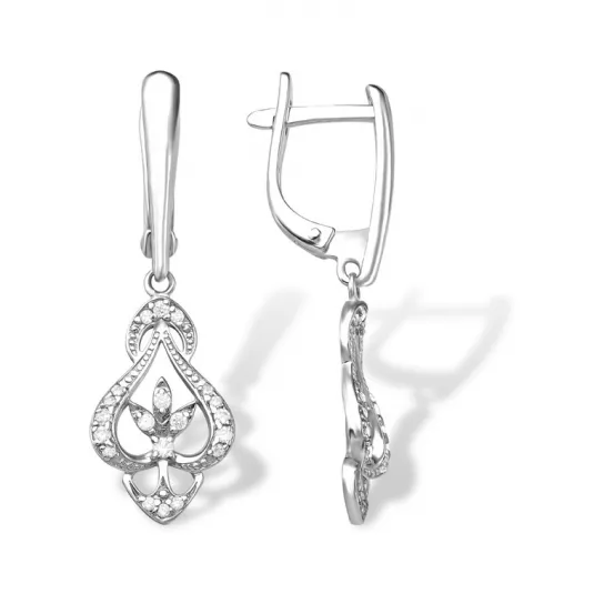 Серьги с фианитом из серебра