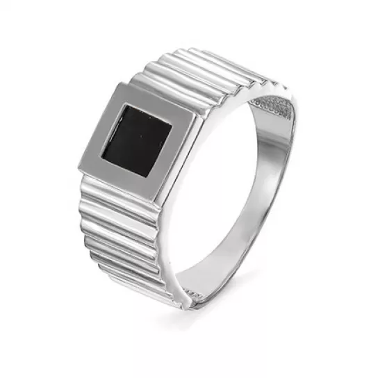 Кольцо-печатка с фианитом из серебра