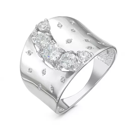 Кольцо с фианитом из серебра