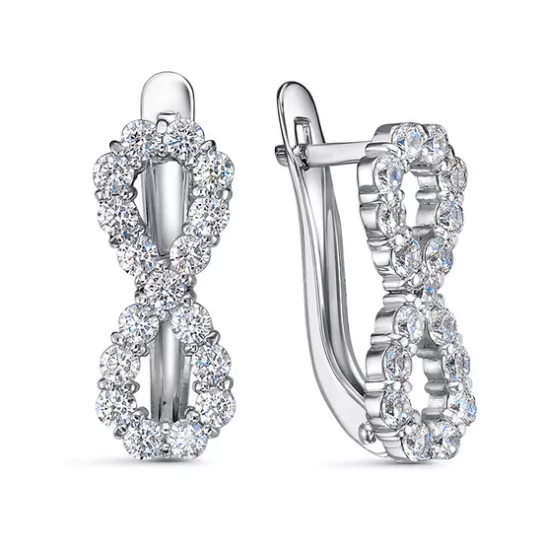 Серьги с фианитом из серебра