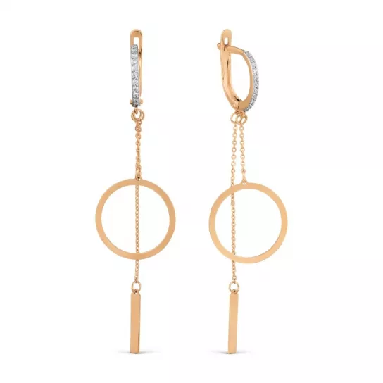 Серьги с фианитом из золота