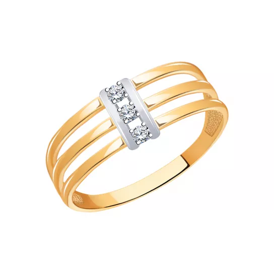 Кольцо с фианитом из золота