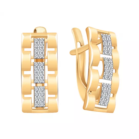 Серьги с фианитом из золота