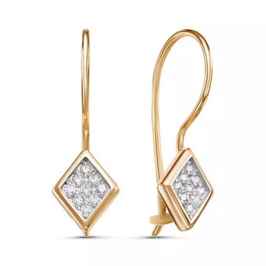 Серьги детские с фианитом из золота