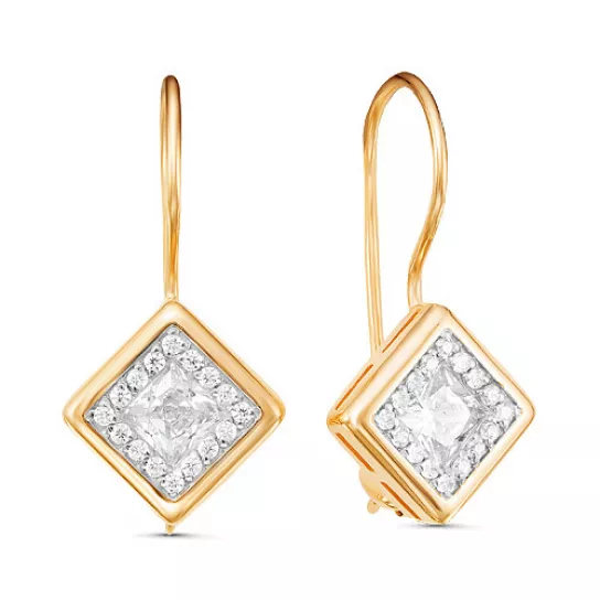 Серьги детские с фианитом из золота