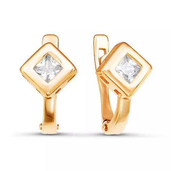 Серьги детские с фианитом из золота