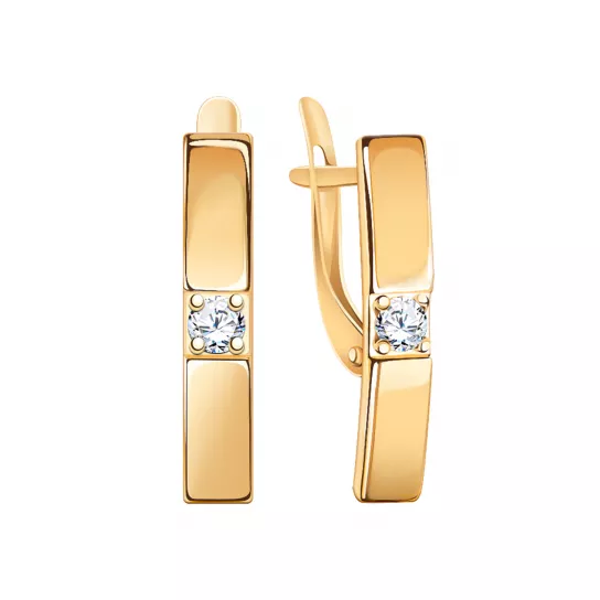 Серьги с фианитом из золота