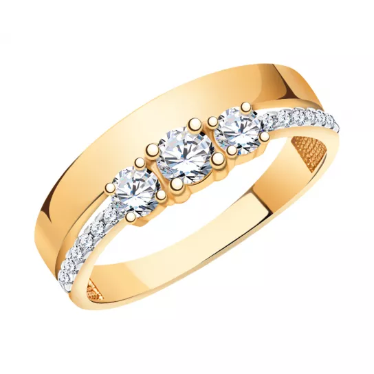 Кольцо с фианитом из золота