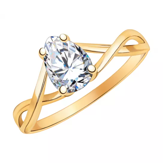 Кольцо с фианитом из золота