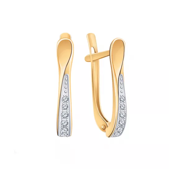 Серьги с фианитом из золота