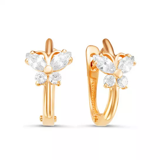 Серьги детские с фианитом из золота