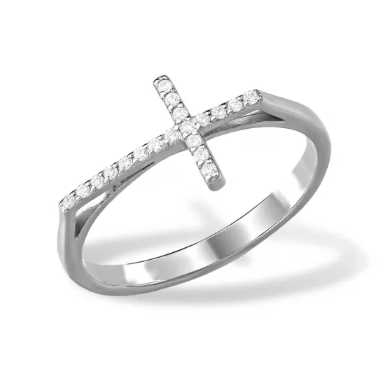 Кольцо с фианитом из серебра