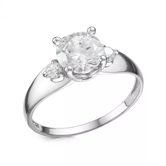 Кольцо с фианитом из серебра