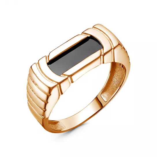 Кольцо-печатка с фианитом из золота