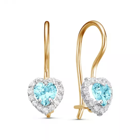 Серьги детские с фианитом из золота