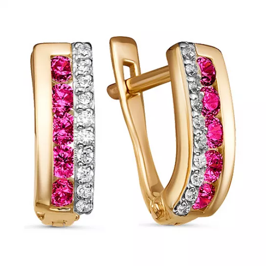 Серьги детские с фианитом из золота