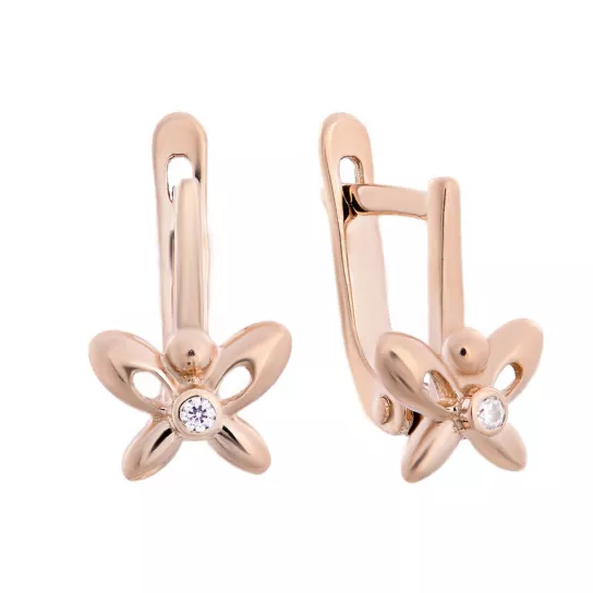 Серьги детские с фианитом из золота