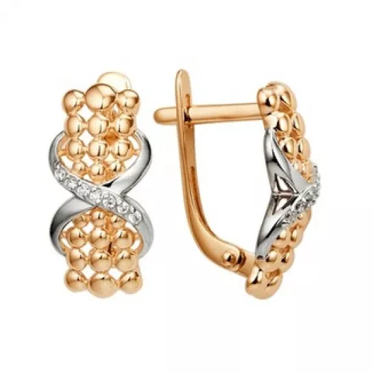 Серьги с фианитом из золота