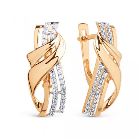 Серьги с фианитом из золота