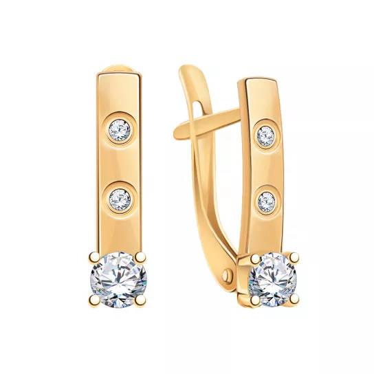 Серьги с фианитом из золота