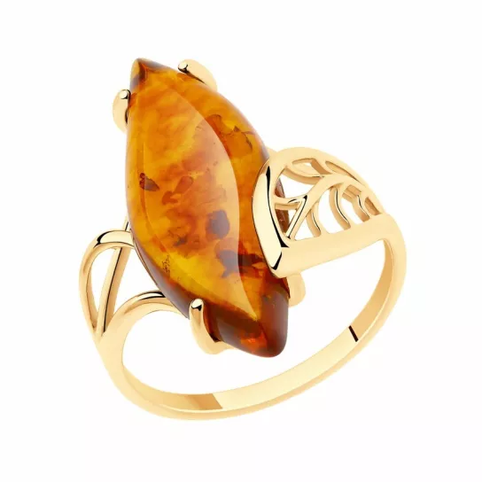 Кольцо с янтарем из золота