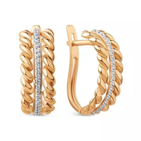 Серьги с фианитом из золота