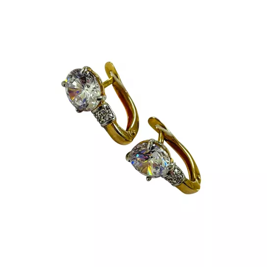 Серьги с фианитом из золота