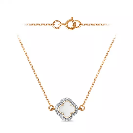 Колье с фианитом и эмалью из золота