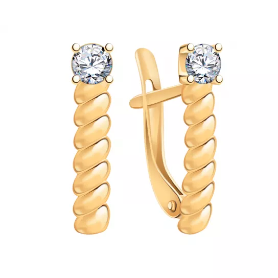 Серьги с фианитом из золота