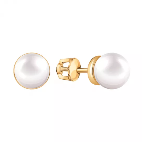 Пусеты с жемчугом из золота