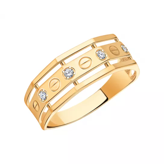 Кольцо с фианитом из золота