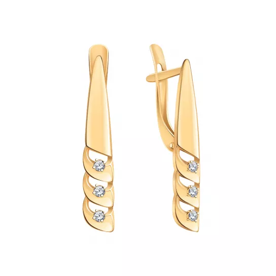 Серьги с фианитом из золота