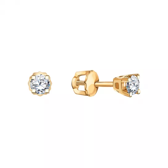 Пусеты с фианитом из золота