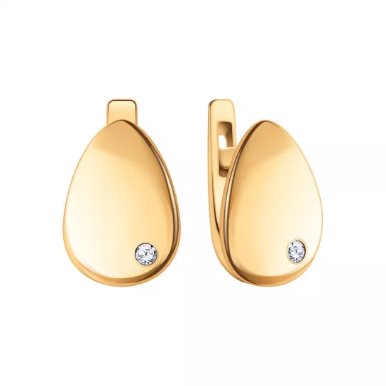 Серьги с фианитом из золота