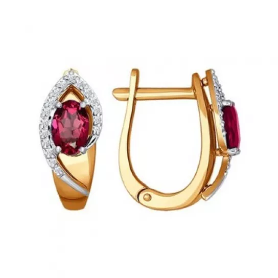 Серьги с бриллиантами с корундом из золота