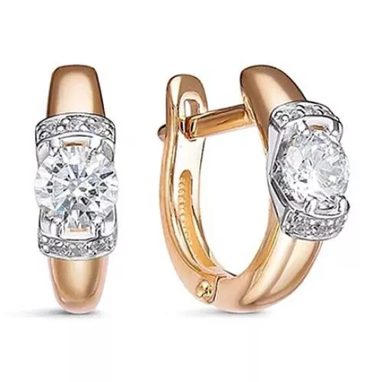 Серьги с фианитом из золота