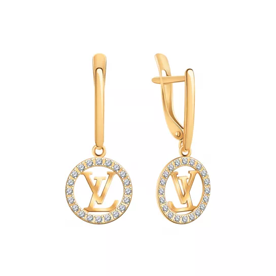 Серьги с фианитом из золота