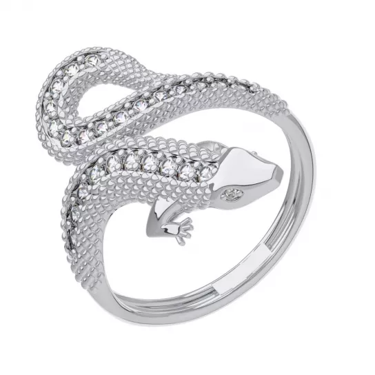 Кольцо с фианитом из серебра