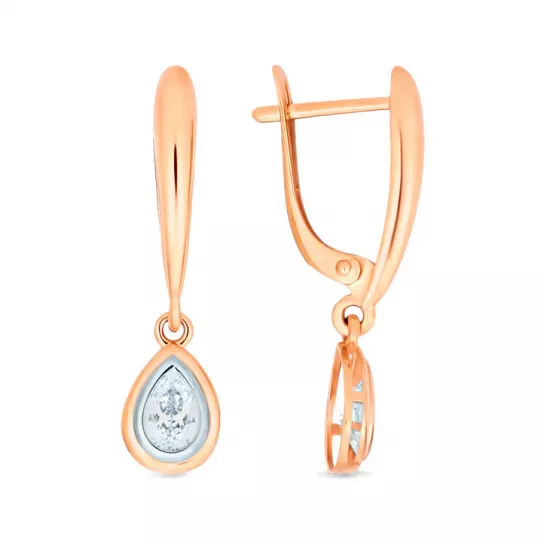 Серьги с фианитом из золота