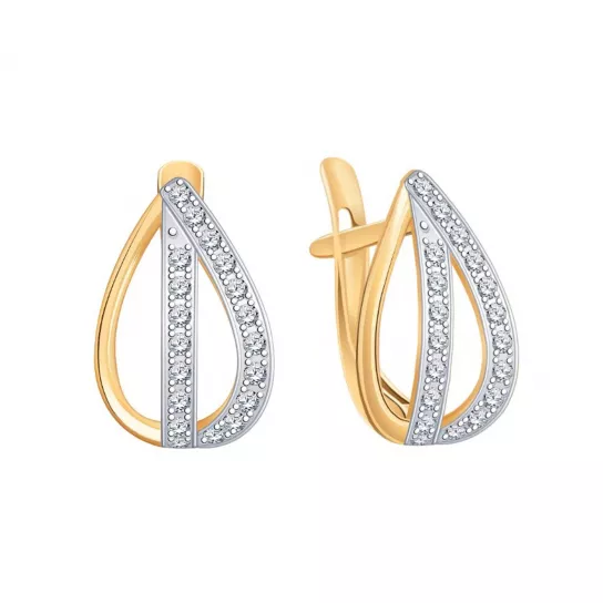 Серьги с фианитом из золота