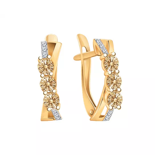 Серьги с фианитом из золота