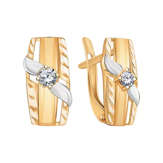 Серьги с фианитом из золота
