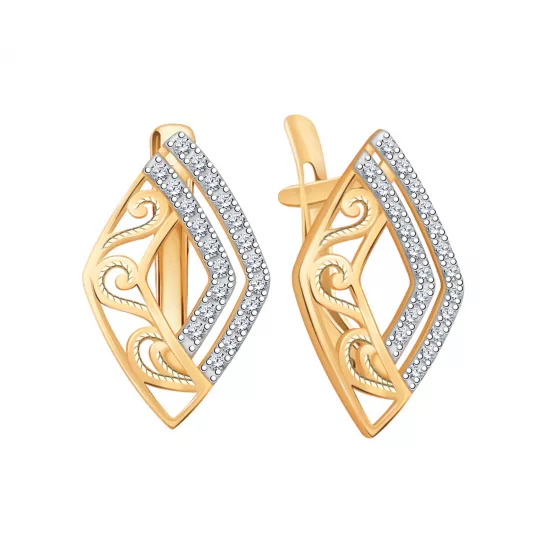 Серьги с фианитом из золота