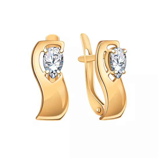 Серьги с фианитом из золота