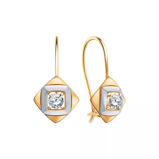 Серьги с фианитом из золота