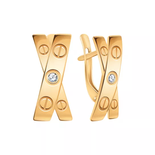 Серьги с фианитом из золота