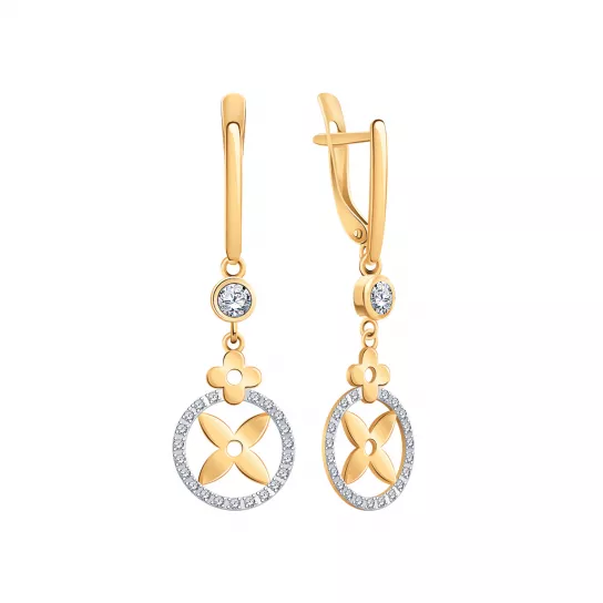 Серьги с фианитом из золота